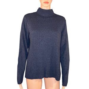 Evan Picone Charcoal Gray Ribbed Turtleneck Sweater Womens Size 1X Stretchy